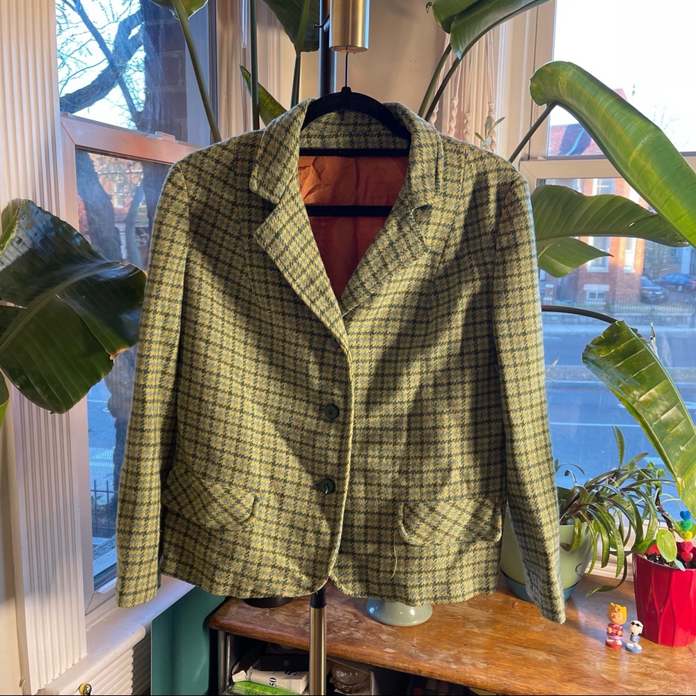 Vintage 60s union-made green tweed blazer🌲